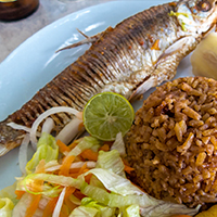 Fish in coco with rice